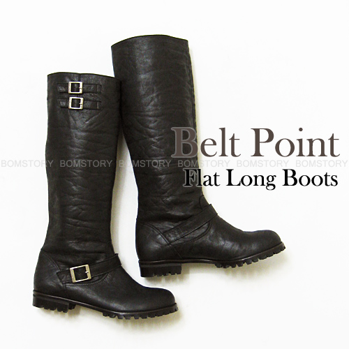 3519 Belt point flat long boots