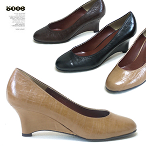 3589 wrinkle leather wedge heels