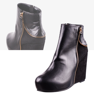 4133 zipper detail wedge heel boots