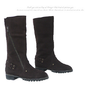 3699 zipper point suede long boots
